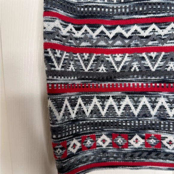 Krimson Klover Jelena Sweater Skirt Fair Isle Mini Gray Red Size L Apres Ski Nor - Picture 4 of 12